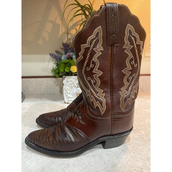 Lucchese 1883 Lizard Cowboy Boots With Embroidered Western Design Size 7 - Picture 1 of 14